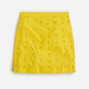 J.Crew Collection Yellow Cotton Embellished High-Rise Mini Skirt Size 16